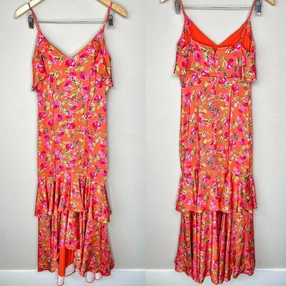Keepsake The Label Coral Tiered Ruffle Maxi Dress Floral XS - Picture 4 of 11
